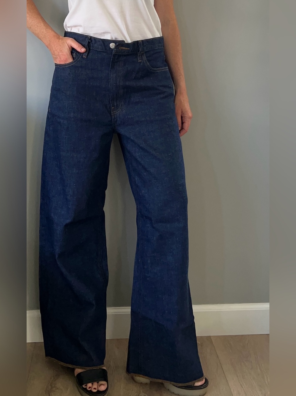 Frame Denim Dark Blue Wide-Leg Jeans